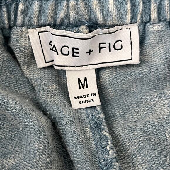 SAGE + FIG Mineral Washed Denim Cropped High Waisted Terry Pants Medium - Picture 4 of 5